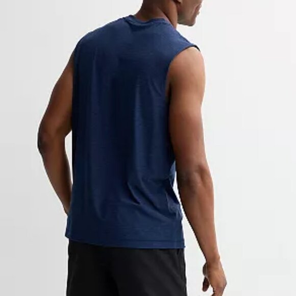 Men's FLX Wander Muscle Tank Shirt Color: True Navy,  Size: S - Picture 3 of 4